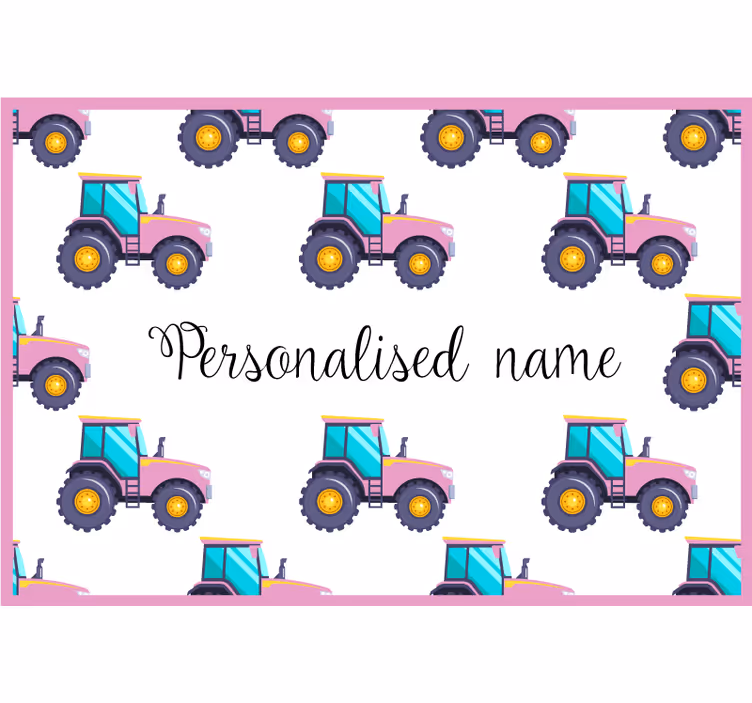 Estore de rolo infantil trator rosa personalizado - TenStickers