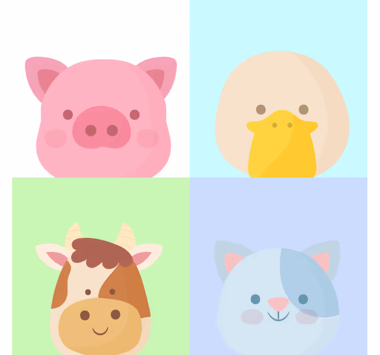 Estore de rolo infantil com 4 animais de fazenda fofos - TenStickers