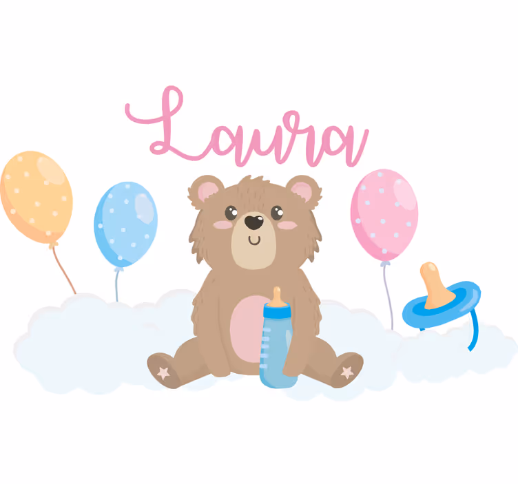 Estore de rolo infantil ursa fofa para menina com nome - TenStickers