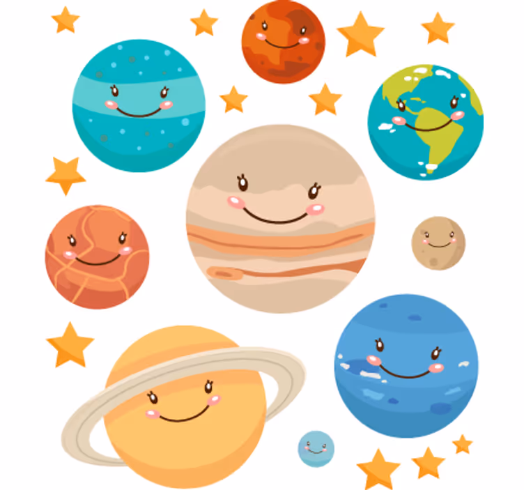 Estore de rolo infantil adesivos planetas sistema solar - TenStickers
