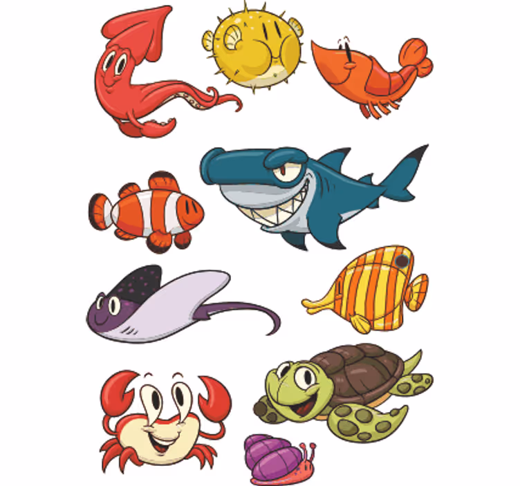 Estore de rolo infantil pacote de peixes coloridos - TenStickers