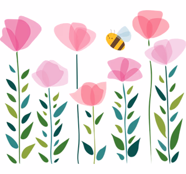 Estore de rolo infantil flores rosas e abelha - TenStickers