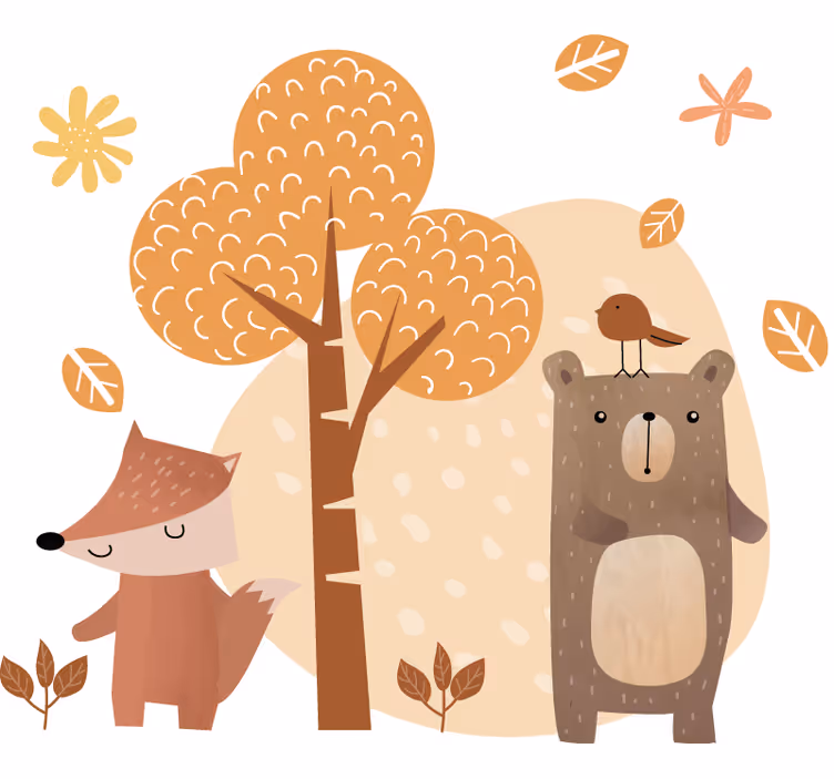 Estore de rolo infantil animais e árvore - TenStickers