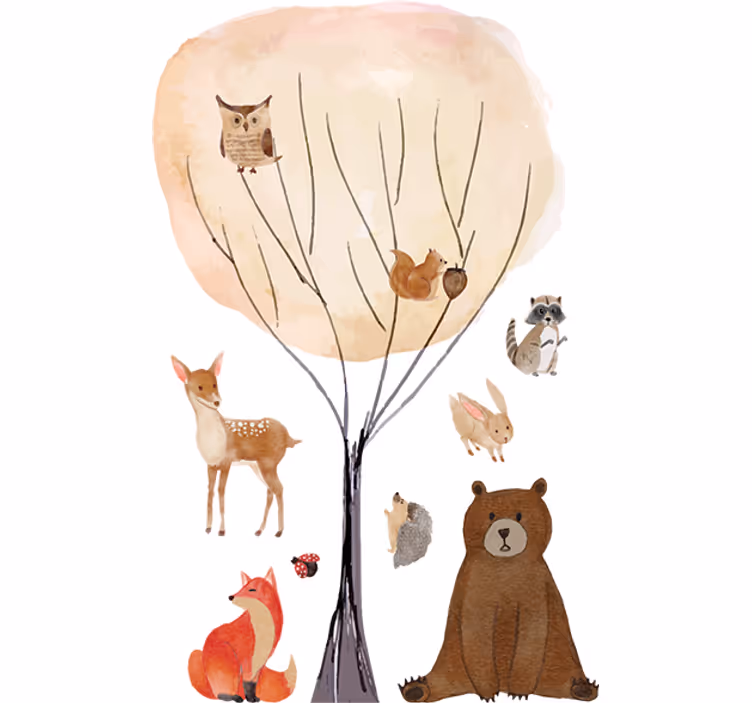 Estore de rolo infantil animais da floresta e árvore - TenStickers