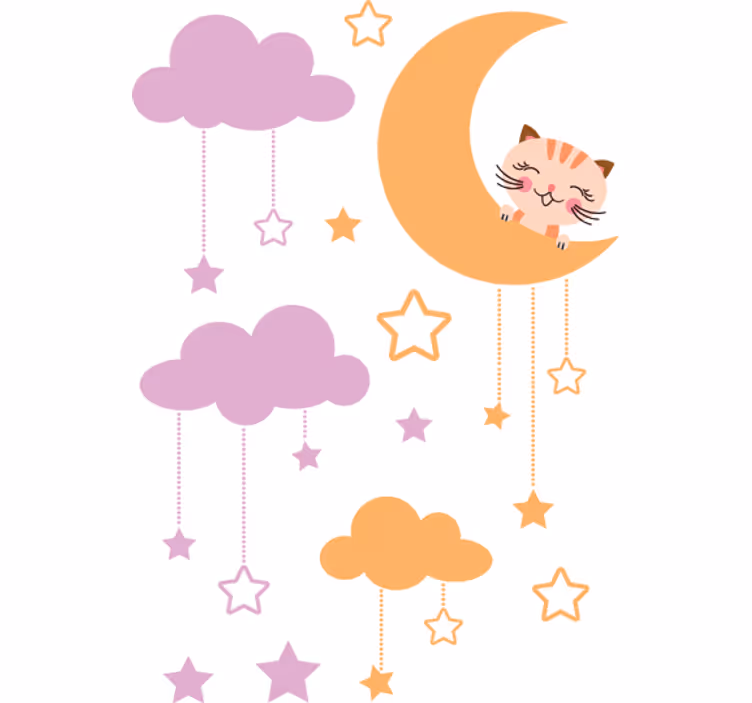 Estore de rolo infantil adesivo luna gato - TenStickers