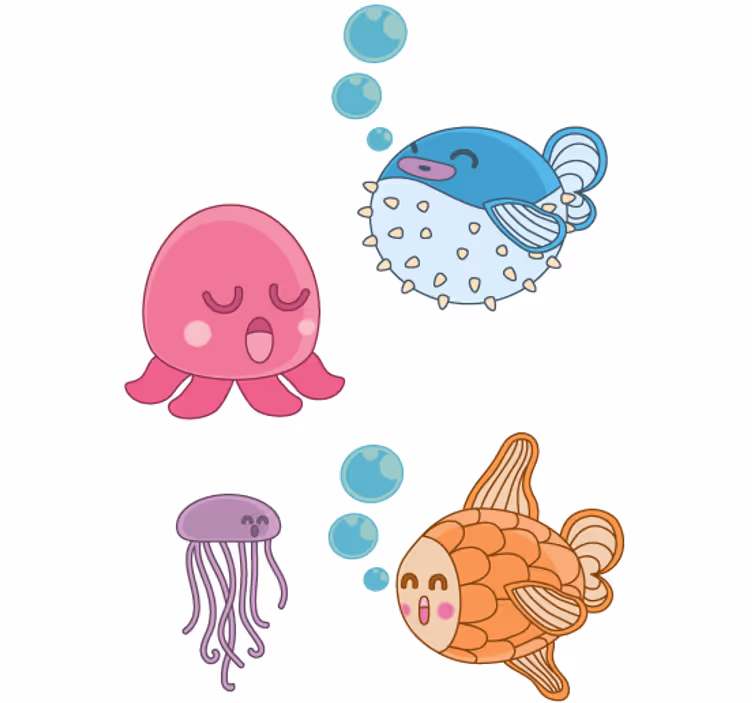 Estore de rolo infantil adesivo ilustrativo de peixes - TenStickers