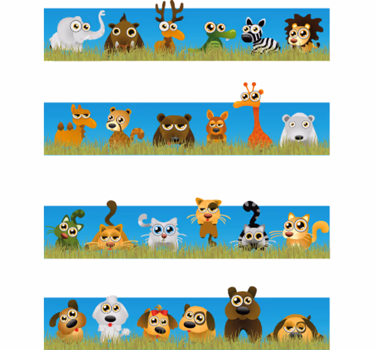 Estore de rolo infantil listras com animais - TenStickers