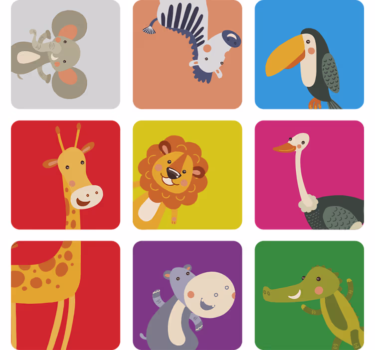 Estore de rolo infantil azulejos coloridos com animais - TenStickers
