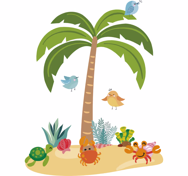 Estore de rolo infantil palmeira e animais marinhos - TenStickers