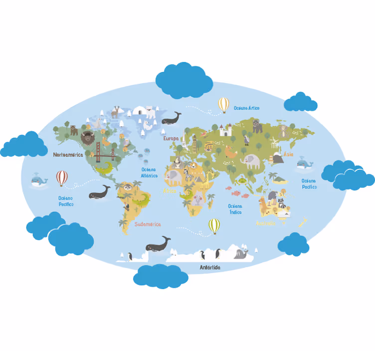 Estore de rolo infantil planisfério infantil - TenStickers