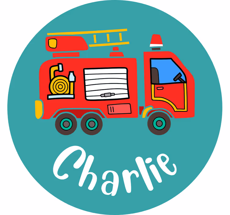 Estore de rolo infantil caminhão de bombeiros personalizado - TenStickers