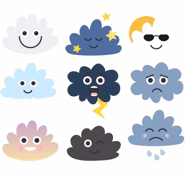 Estore de rolo infantil nuvens com rostos - TenStickers