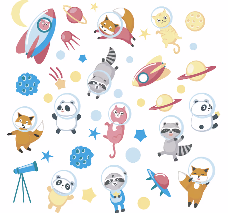 Estore de rolo infantil animais no espaço - TenStickers