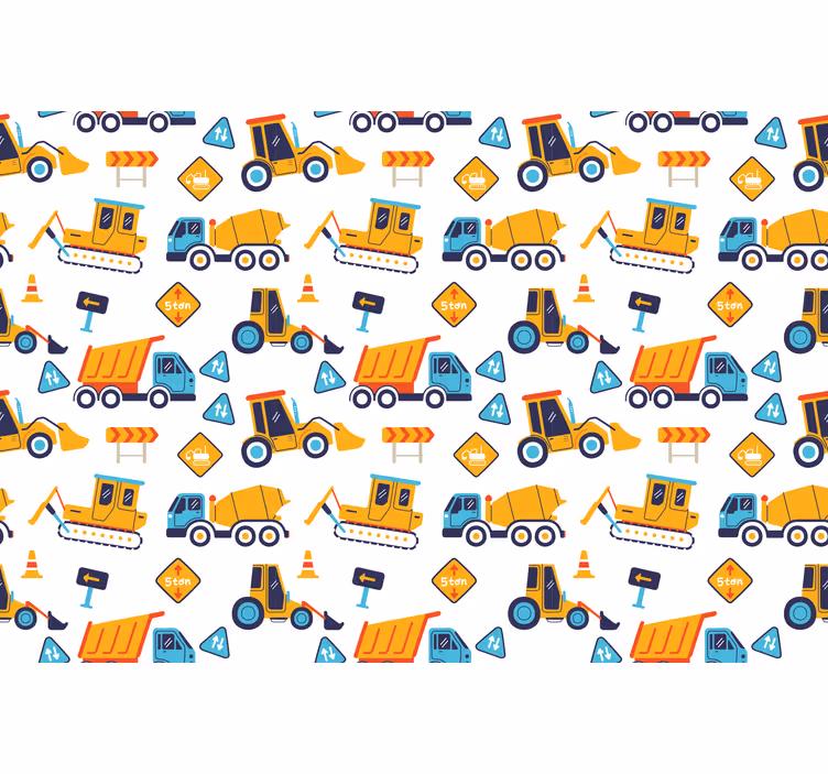Estore de rolo infantil em canteiro de obras cartoon - TenStickers