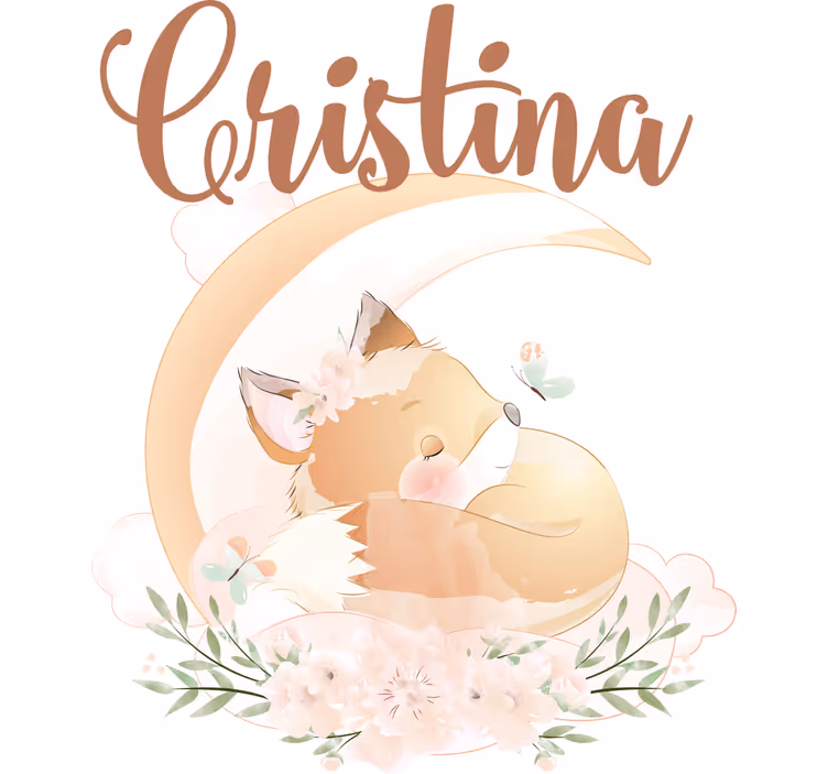 Estore de rolo infantil raposa fofa para menina com nome - TenStickers