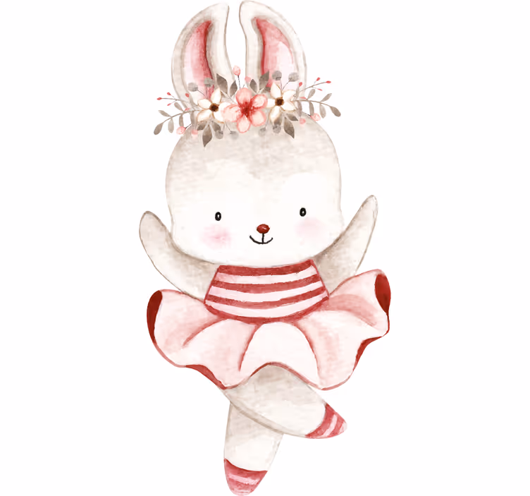 Estore de rolo infantil bailarina coelha em rosas - TenStickers