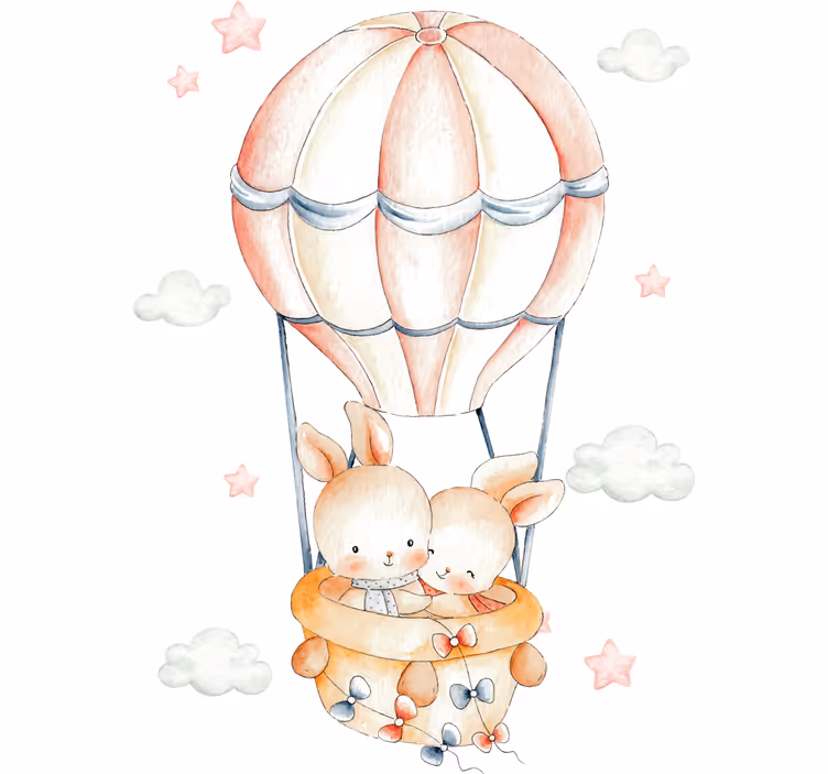 Estore de rolo infantil balão de ar quente coelho - TenStickers