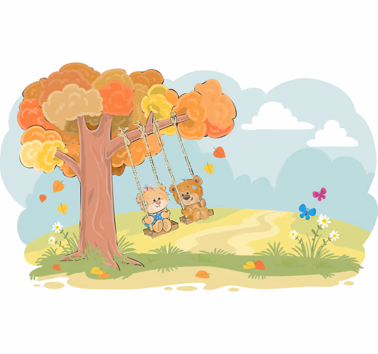Estore de rolo infantil ursos de pelúcia na floresta - TenStickers