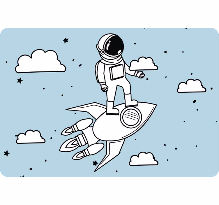 Estore de rolo infantil foguete astronauta e estrelas - TenStickers