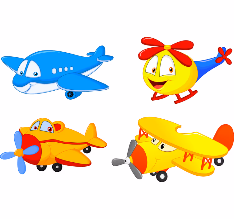 Estore de rolo infantil aviões e helicópteros com rostos - TenStickers
