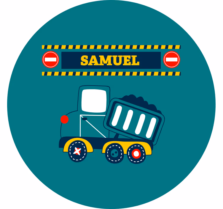 Estore de rolo infantil caminhão de construção personalizado - TenStickers