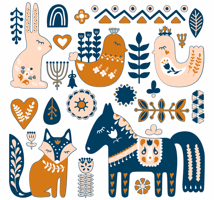 Estore de rolo infantil estilo nórdico animais da floresta - TenStickers