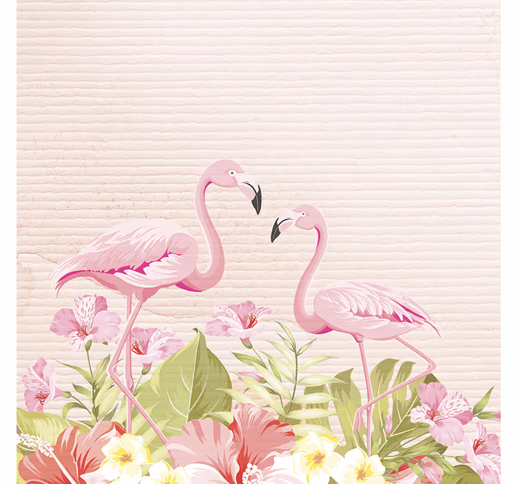 Estore de rolo infantil flores tropicais e flamingos - TenStickers