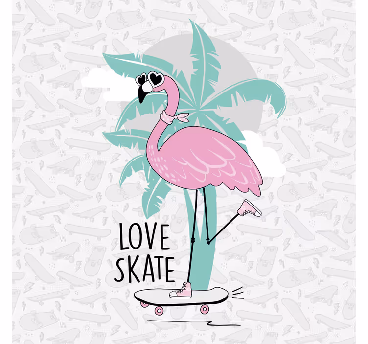 Estore de rolo infantil flamingo patinando à mão - TenStickers