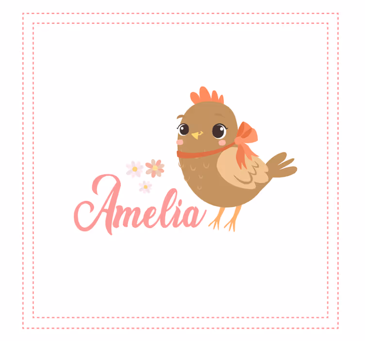 Estore de rolo infantil pintinho com fita e nome quadros 3 - TenStickers