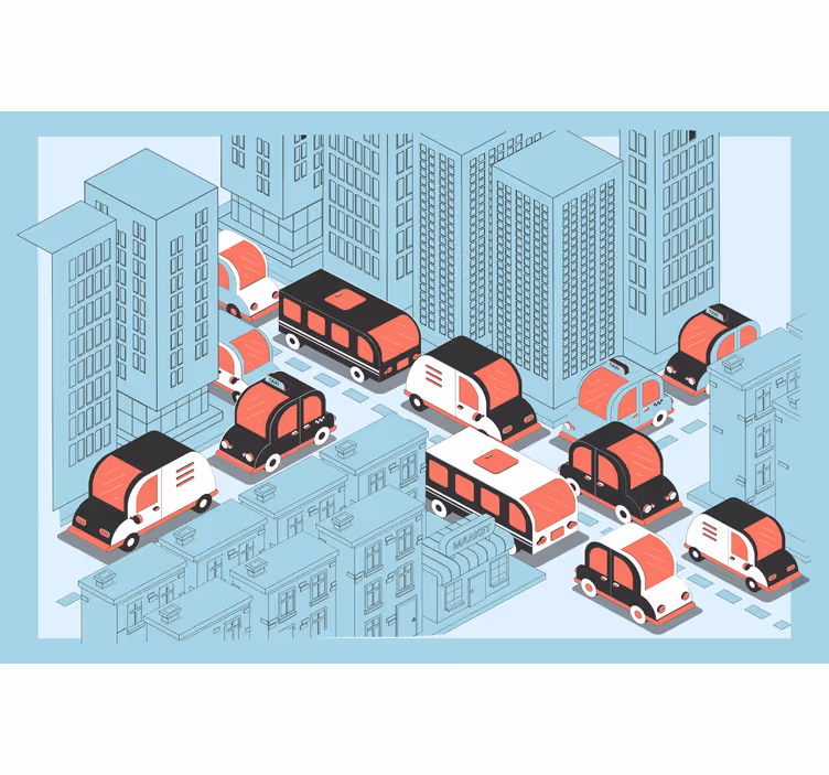 Estore de rolo infantil cidade movimentada azul menta - TenStickers