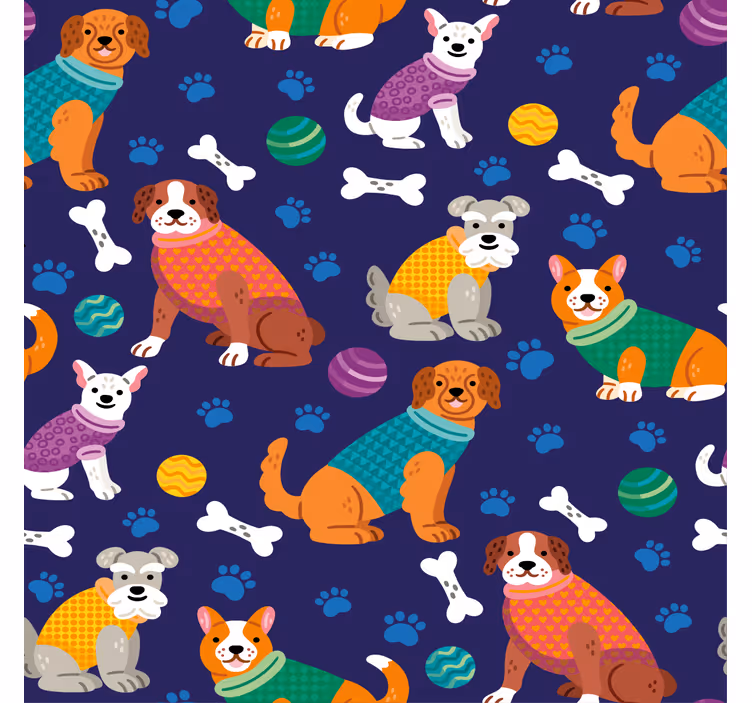 Estore de rolo infantil padrão de cães coloridos - TenStickers