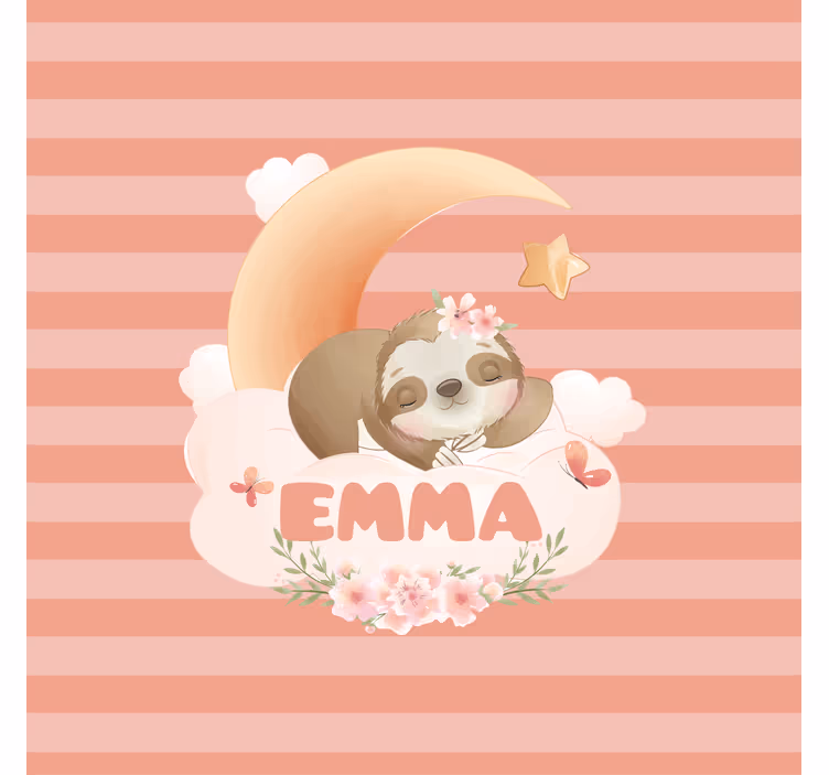 Estore de rolo infantil bicho-preguiça com nome - TenStickers
