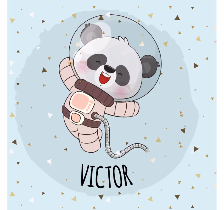 Estore de rolo infantil panda fofo com nome - TenStickers