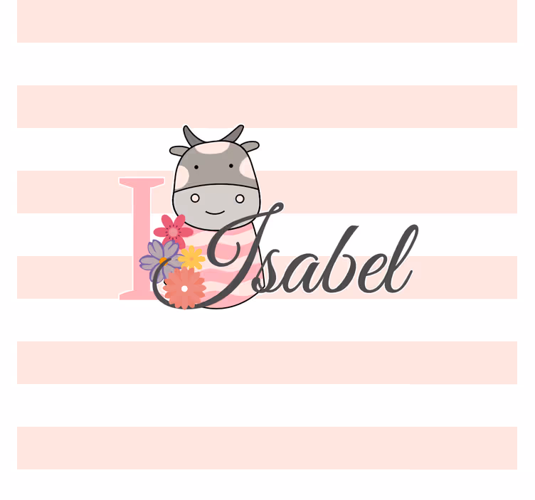 Estore de rolo infantil vaquinha fofa com nome - TenStickers