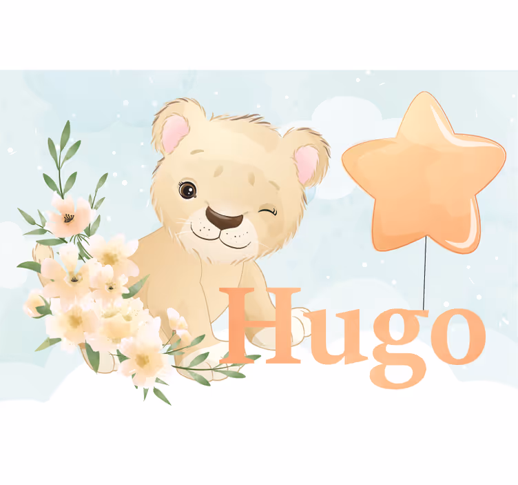 Estore de rolo infantil leão fofo para menino com nome - TenStickers