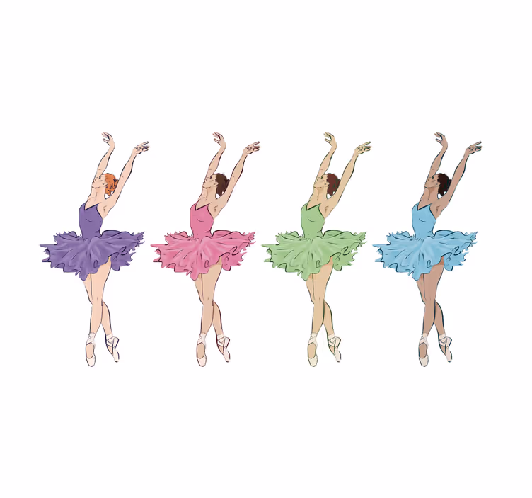 Estore de rolo infantil bailarinas de balé coloridas - TenStickers