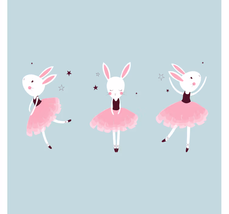 Estore de rolo infantil bailarina de coelho em rosas - TenStickers