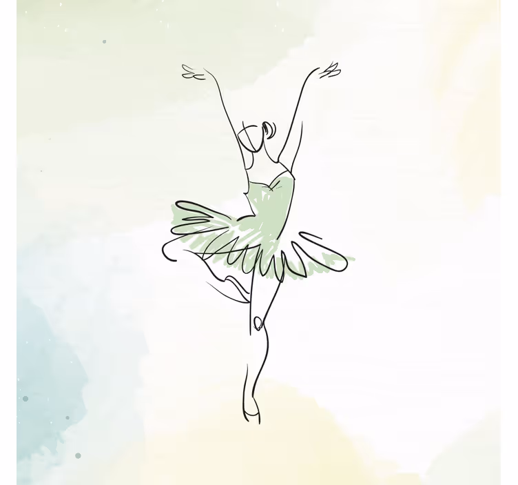 Estore de rolo infantil bailarina em pose contornada - TenStickers