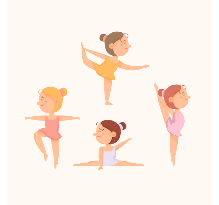 Estore de rolo infantil conjunto de bailarinas se alongando - TenStickers