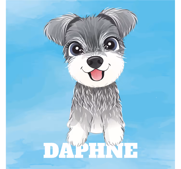 Estore de rolo infantil ilustração de schnauzer com nome - TenStickers
