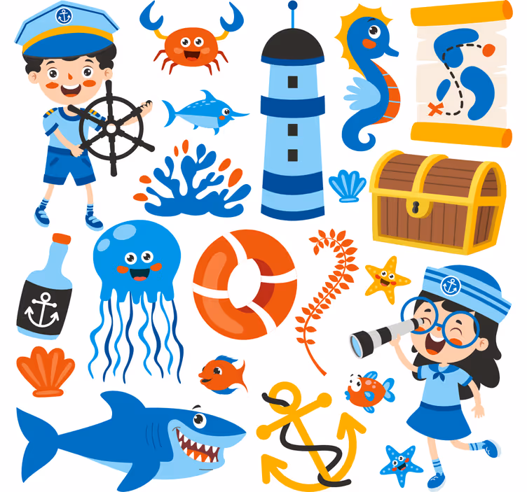 Estore de rolo infantil pirata e vida marinha - TenStickers