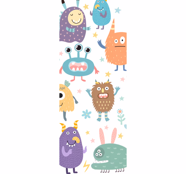Estore de rolo infantil porta de monstros felizes - TenStickers