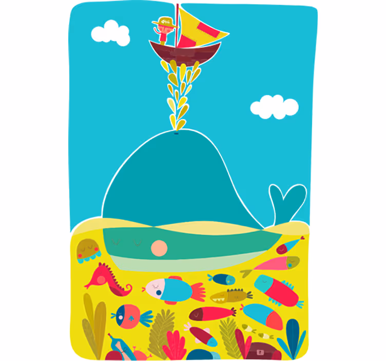 Estore de rolo infantil adesivo de parede de baleia - TenStickers