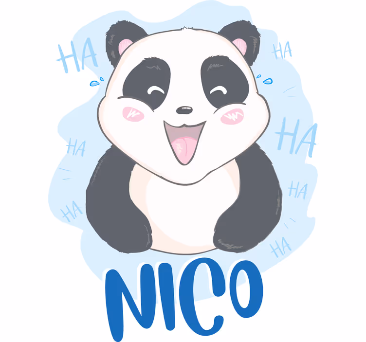 Estore de rolo infantil panda bebê surpreso com nome - TenStickers