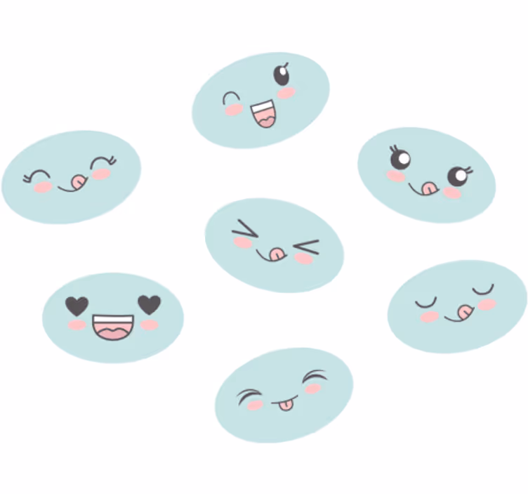 Estore de rolo infantil com rostos de anime fofos - TenStickers