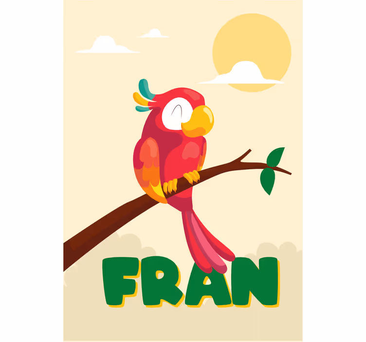 Estore de rolo infantil papagaio vermelho com nome - TenStickers