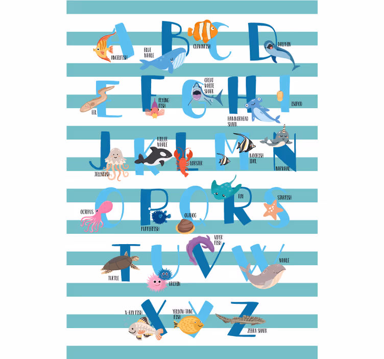 Estore de rolo infantil alfabeto do oceano - TenStickers