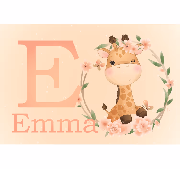Estore de rolo infantil girafa fofa com nome - TenStickers