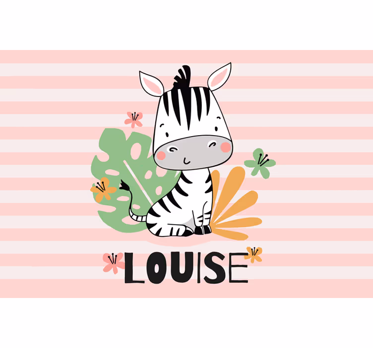 Estore de rolo infantil zebra bonita com nome - TenStickers