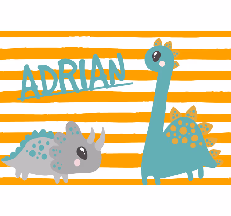 Estore de rolo infantil dinossauro azul e laranja - TenStickers